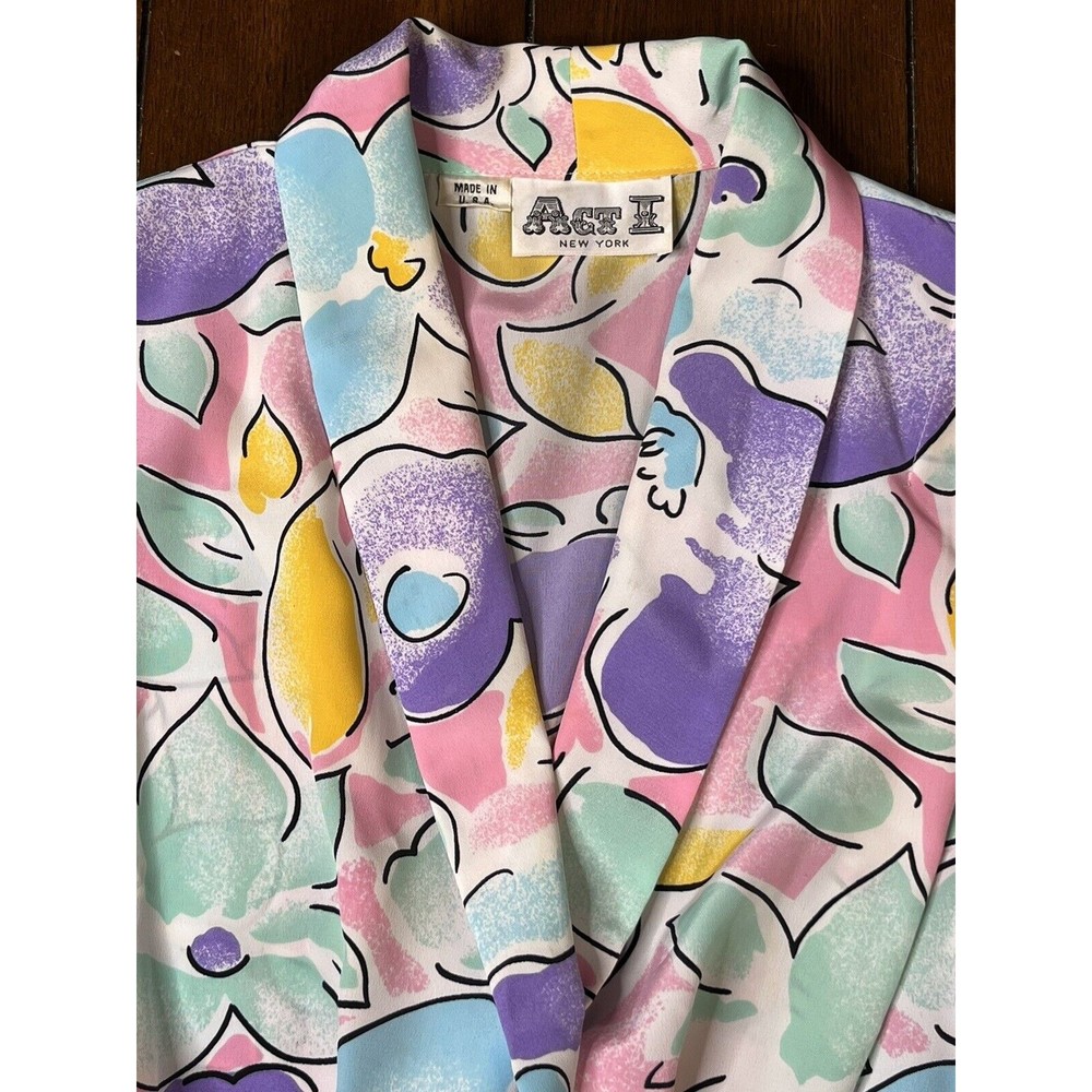 Vintage 1980’s Act 1 Floral Mermaid Dress With Belt - Picture 4 of 15